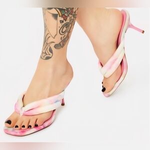 BAMBOO Pink Tie-Dye Heeled Sandals